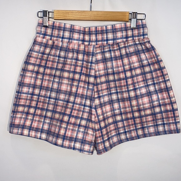 Anthropologie Kachel high waist blue white and pink plaid shorts size S NWT - Picture 6 of 15